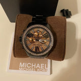Buy Shop Michael Kors Wren Chronograph Gold Diamonds Dial Black Steel Strap Watch for Women - MK5879 USA Online