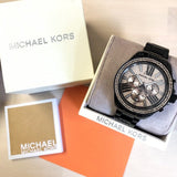 Buy Shop Michael Kors Wren Chronograph Gold Diamonds Dial Black Steel Strap Watch for Women - MK5879 USA Online