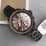 Buy Shop Michael Kors Wren Chronograph Gold Diamonds Dial Black Steel Strap Watch for Women - MK5879 USA Online