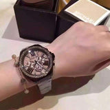 Buy Shop Michael Kors Wren Chronograph Gold Diamonds Dial Black Steel Strap Watch for Women - MK5879 USA Online