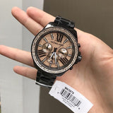 Buy Shop Michael Kors Wren Chronograph Gold Diamonds Dial Black Steel Strap Watch for Women - MK5879 USA Online