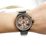 Buy Shop Michael Kors Wren Chronograph Gold Diamonds Dial Black Steel Strap Watch for Women - MK5879 USA Online