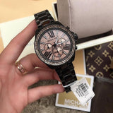 Buy Shop Michael Kors Wren Chronograph Gold Diamonds Dial Black Steel Strap Watch for Women - MK5879 USA Online