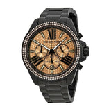 Buy Shop Michael Kors Wren Chronograph Gold Diamonds Dial Black Steel Strap Watch for Women - MK5879 USA Online
