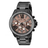 Buy Shop Michael Kors Wren Chronograph Gold Diamonds Dial Black Steel Strap Watch for Women - MK5879 USA Online