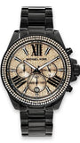 Buy Shop Michael Kors Wren Chronograph Gold Diamonds Dial Black Steel Strap Watch for Women - MK5879 USA Online