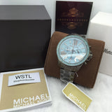Buy Shop Michael Kors Wren Chronograph Quartz Blue Dial Grey Steel Strap Watch For Women - MK6097 USA Online