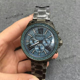 Buy Shop Michael Kors Wren Chronograph Quartz Blue Dial Grey Steel Strap Watch For Women - MK6097 USA Online