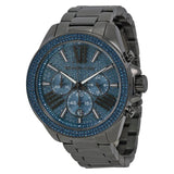 Buy Shop Michael Kors Wren Chronograph Quartz Blue Dial Grey Steel Strap Watch For Women - MK6097 USA Online
