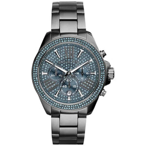 Buy Shop Michael Kors Wren Chronograph Quartz Blue Dial Grey Steel Strap Watch For Women - MK6097 USA Online