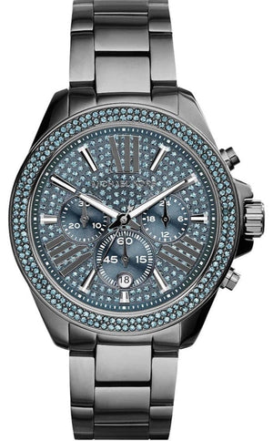 Buy Shop Michael Kors Wren Chronograph Quartz Blue Dial Grey Steel Strap Watch For Women - MK6097 USA Online