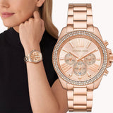 Buy Shop Michael Kors Wren Chronograph Rose Gold Dial Rose Gold Steel Strap Watch for Women - MK7430 USA Online