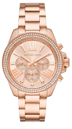 Buy Shop Michael Kors Wren Chronograph Rose Gold Dial Rose Gold Steel Strap Watch for Women - MK7430 USA Online