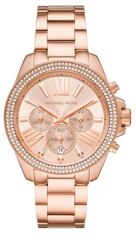Buy Shop Michael Kors Wren Chronograph Rose Gold Dial Rose Gold Steel Strap Watch for Women - MK7430 USA Online