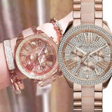 Buy Shop Michael Kors Wren Crystals Rose Gold Dial Rose Gold Steel Strap Watch for Women - MK6096 USA Online