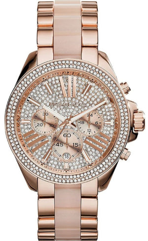 Buy Shop Michael Kors Wren Crystals Rose Gold Dial Rose Gold Steel Strap Watch for Women - MK6096 USA Online