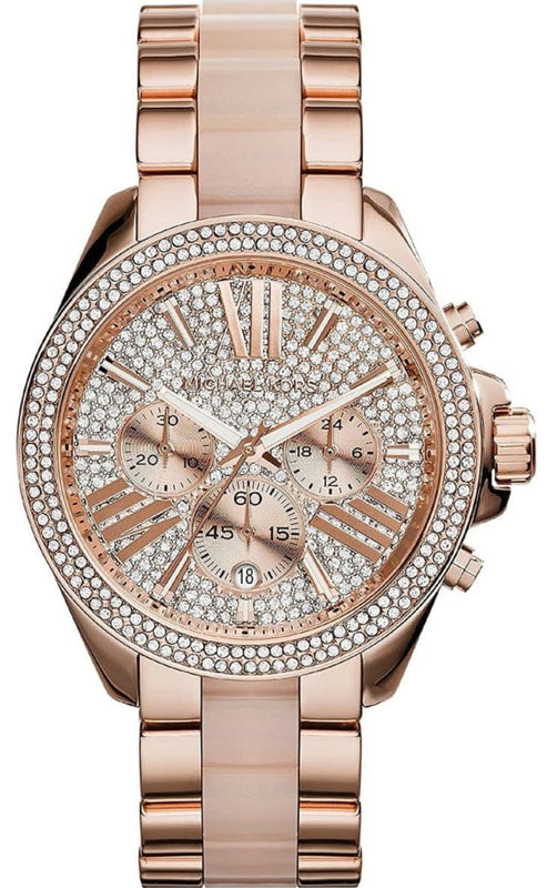 Buy Shop Michael Kors Wren Crystals Rose Gold Dial Rose Gold Steel Strap Watch for Women - MK6096 USA Online