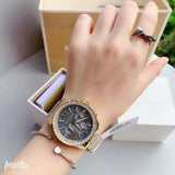 Buy Shop Michael Kors Wren Diamonds Blue Dial Gold Steel Strap Watch for Women - MK6291 USA Online