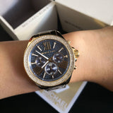 Buy Shop Michael Kors Wren Diamonds Blue Dial Gold Steel Strap Watch for Women - MK6291 USA Online