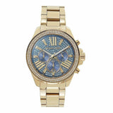 Buy Shop Michael Kors Wren Diamonds Blue Dial Gold Steel Strap Watch for Women - MK6291 USA Online