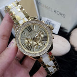 Buy Shop Michael Kors Wren Diamonds Gold Dial Two Tone Steel Strap Watch for Women - MK6157 USA Online
