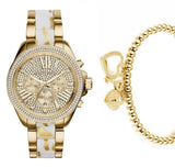 Buy Shop Michael Kors Wren Diamonds Gold Dial Two Tone Steel Strap Watch for Women - MK6157 USA Online