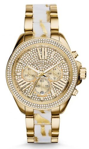 Buy Shop Michael Kors Wren Diamonds Gold Dial Two Tone Steel Strap Watch for Women - MK6157 USA Online