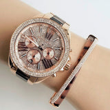 Buy Shop Michael Kors Wren Diamonds Rose Gold Dial Two Tone Steel Strap Watch for Women - MK6159 USA Online