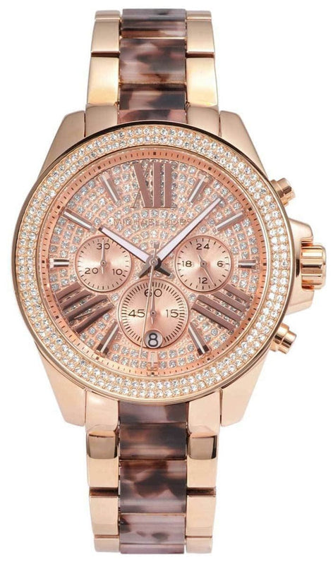 Buy Shop Michael Kors Wren Diamonds Rose Gold Dial Two Tone Steel Strap Watch for Women - MK6159 USA Online