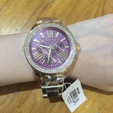 Buy Shop Michael Kors Wren Purple Dial Gold Steel Strap Watch for Women - MK6290 USA Online