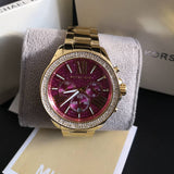 Buy Shop Michael Kors Wren Purple Dial Gold Steel Strap Watch for Women - MK6290 USA Online