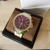 Buy Shop Michael Kors Wren Purple Dial Gold Steel Strap Watch for Women - MK6290 USA Online