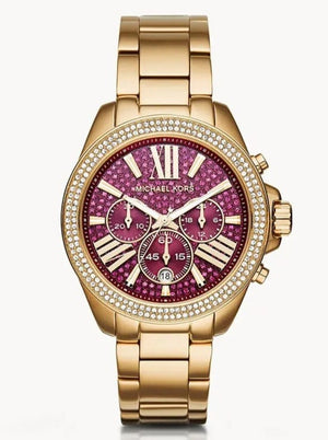 Buy Shop Michael Kors Wren Purple Dial Gold Steel Strap Watch for Women - MK6290 USA Online