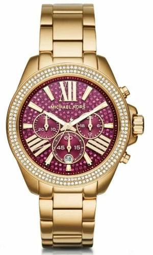 Buy Shop Michael Kors Wren Purple Dial Gold Steel Strap Watch for Women - MK6290 USA Online