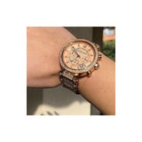 Buy Shop Michael Kors Uptown Glam Parker Chronograph Rose Gold Dial Steel Strap Watch for Women - MK5663 USA Online