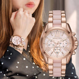 Buy Shop Michael Kors Bradshaw Chronograph Pink Dial Two Tone Steel Strap Watch For Women - MK6830 USA Online