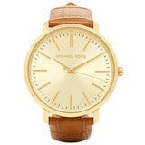 Buy Shop Michael Kors Jaryn Quartz Gold Dial Brown Leather Strap Watch For Women - MK2496 USA Online