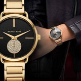 Buy Shop Michael Kors Portia Black Dial Gold Steel Strap Watch for Women - MK3788 USA Online