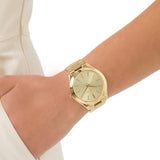 Buy Shop Michael Kors Slim Runway Gold Dial Gold Stainless Steel Strap Watch for Women - MK3179 USA Online