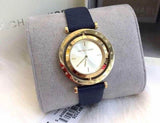 Buy Shop Michael Kors Averi Gold Dial Navy Blue Leather Strap Watch for Women - MK2526 USA Online