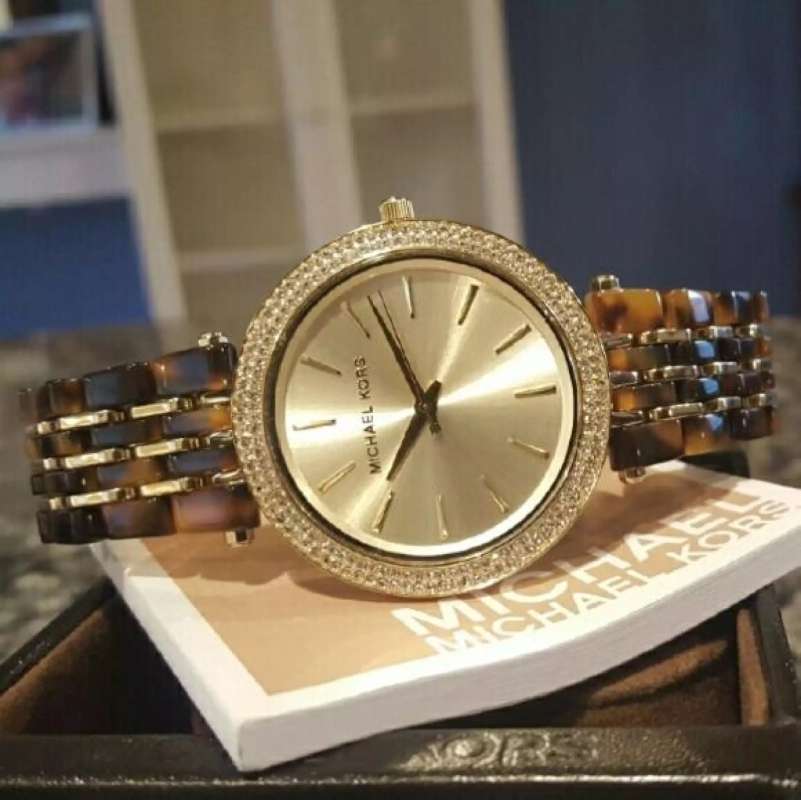 Buy Shop Michael Kors Darci Gold Dial Brown Two Tone Steel Strap Watch for Women - MK4326 USA Online