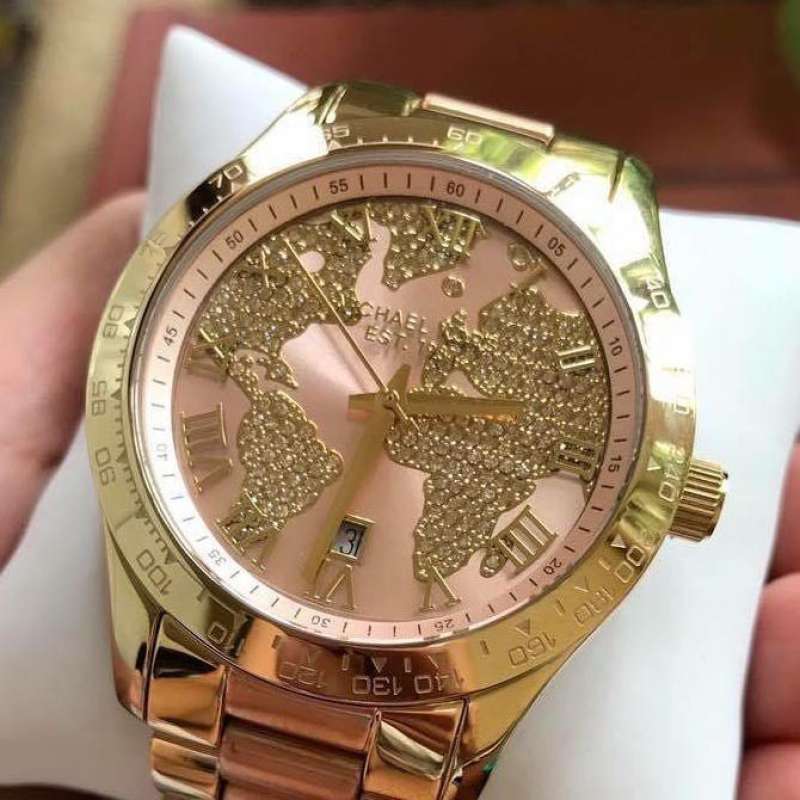 Buy Shop Michael Kors Layton Rose Gold Dial Gold Stainless Steel Strap Watch for Women - MK6476 USA Online