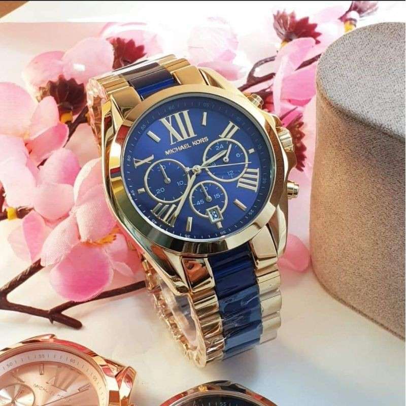 Buy Shop Michael Kors Bradshaw Navy Blue Dial Two Tone Steel Strap Watch for Women - MK6268 USA Online