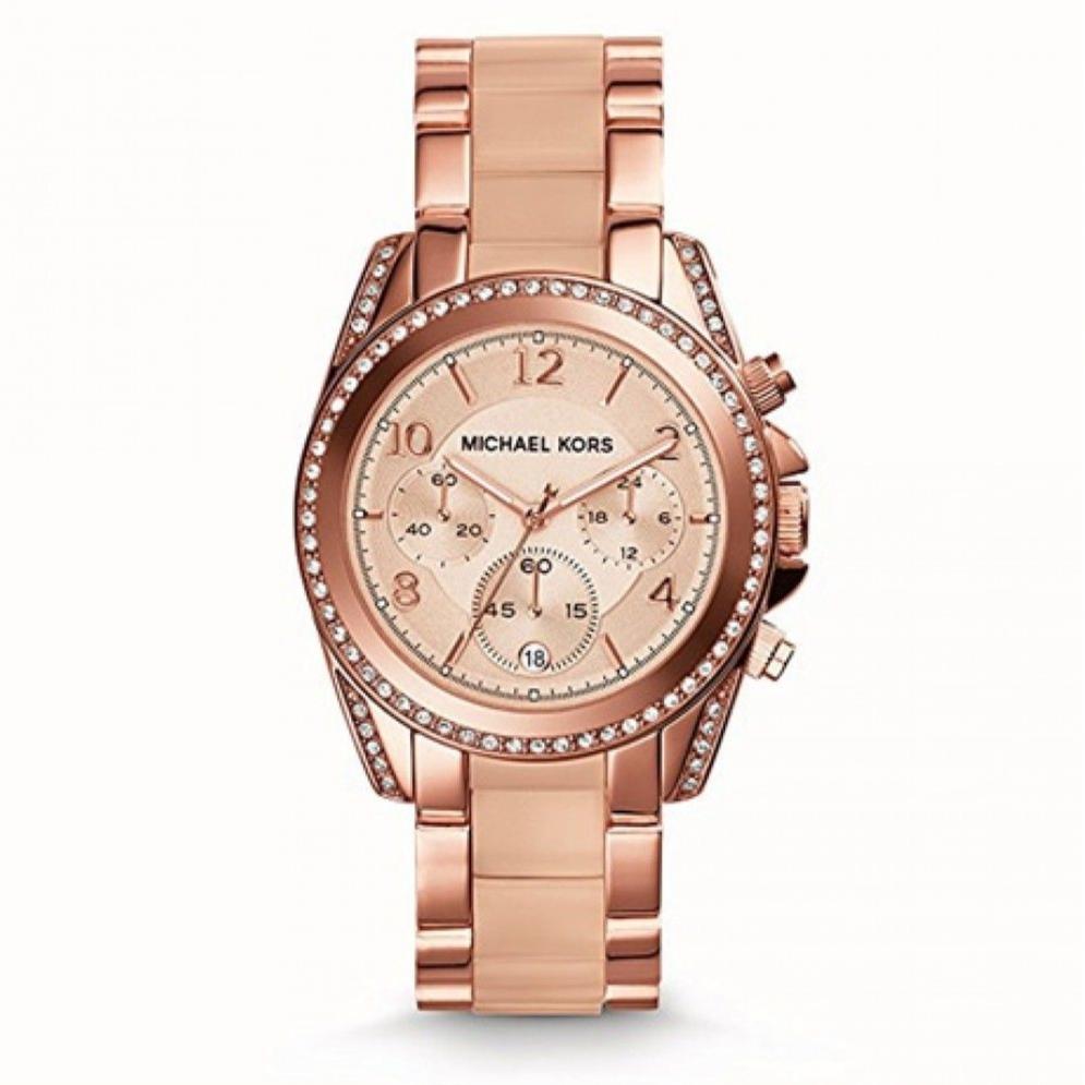 Buy Shop Michael Kors Blair Chronograph Rose Gold Dial Two Tone Steel Strap Watch for Women - MK5943 USA Online
