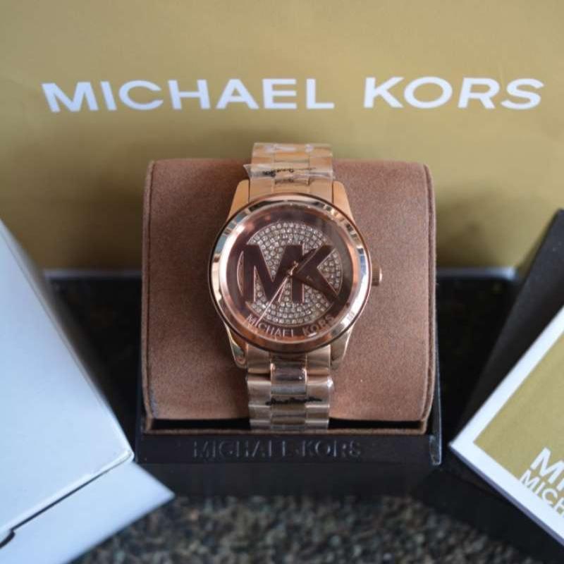 Buy Shop Michael Kors Runway Rose Gold Dial Rose Gold Steel Strap Watch For Women - MK5853 USA Online
