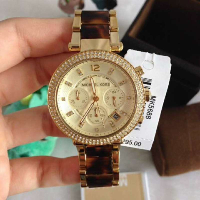 Buy Shop Michael Kors Parker Gold Dial Two Tone Steel Strap Watch for Women - MK5688 USA Online