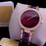 Buy Shop Michael Kors Parker Maroon Dial Two Tone Steel Strap Watch for Women - MK6412 USA Online