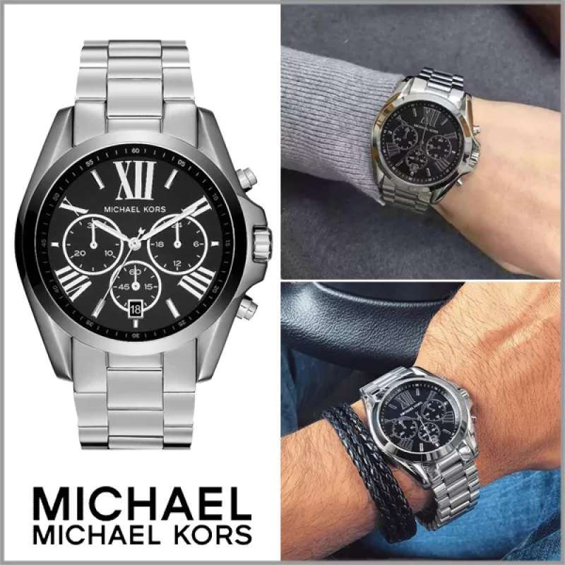 Buy Shop Michael Kors Bradshaw Black Dial Silver Steel Strap Watch for Men - MK5705 USA Online