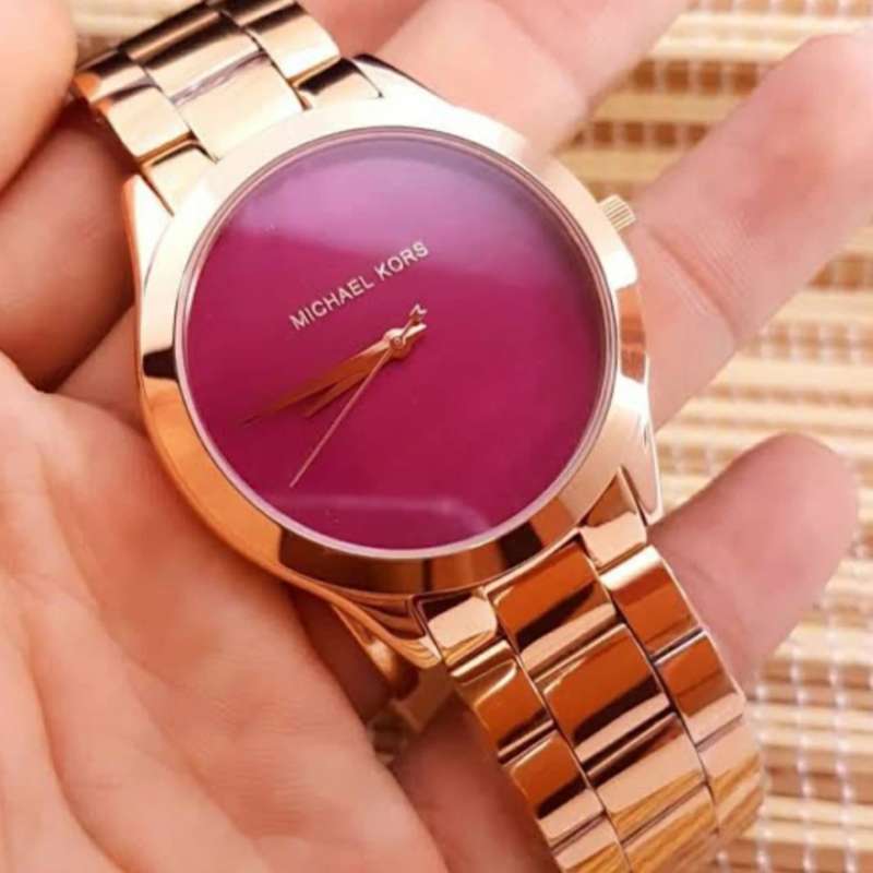 Buy Shop Michael Kors Runway Pink Dial Rose Gold Steel Strap Watch for Women - MK3550 USA Online