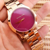 Buy Shop Michael Kors Runway Pink Dial Rose Gold Steel Strap Watch for Women - MK3550 USA Online
